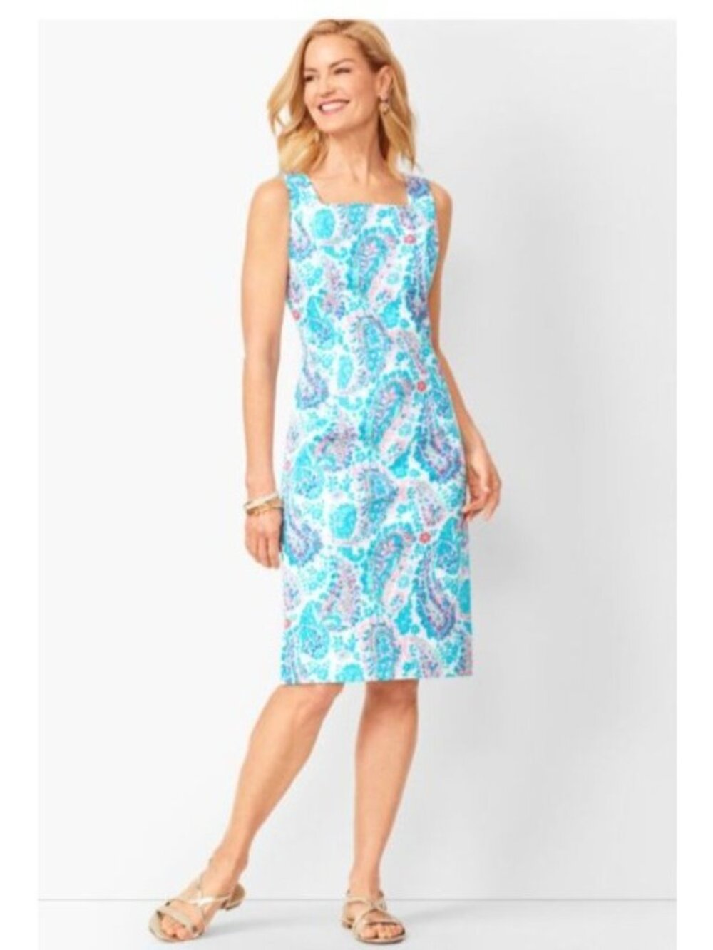 Talbots Blue & White Paisley Sheath Dress